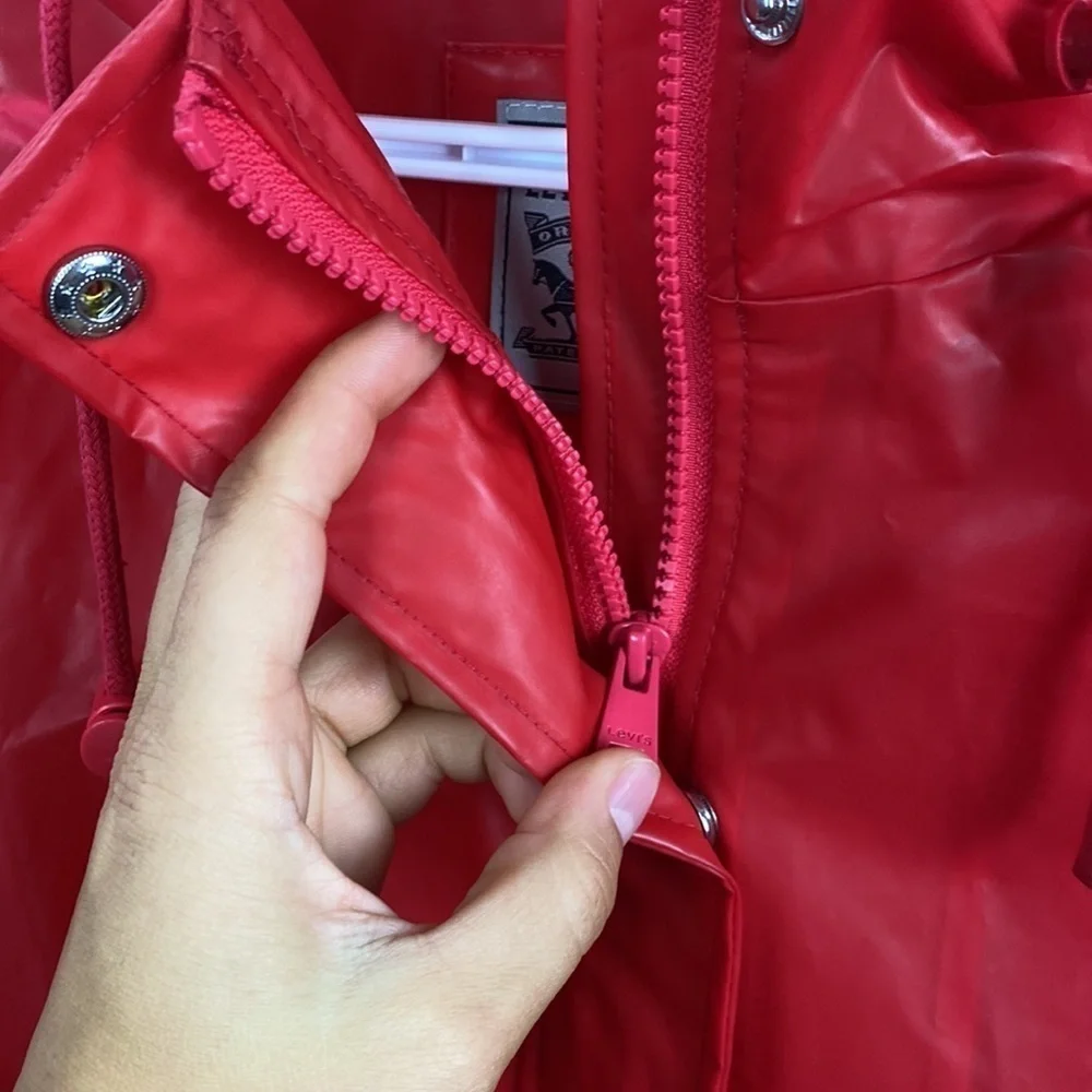 Levi's® Red Translucent Rain Jacket - Size Small - Picture 5 of 12